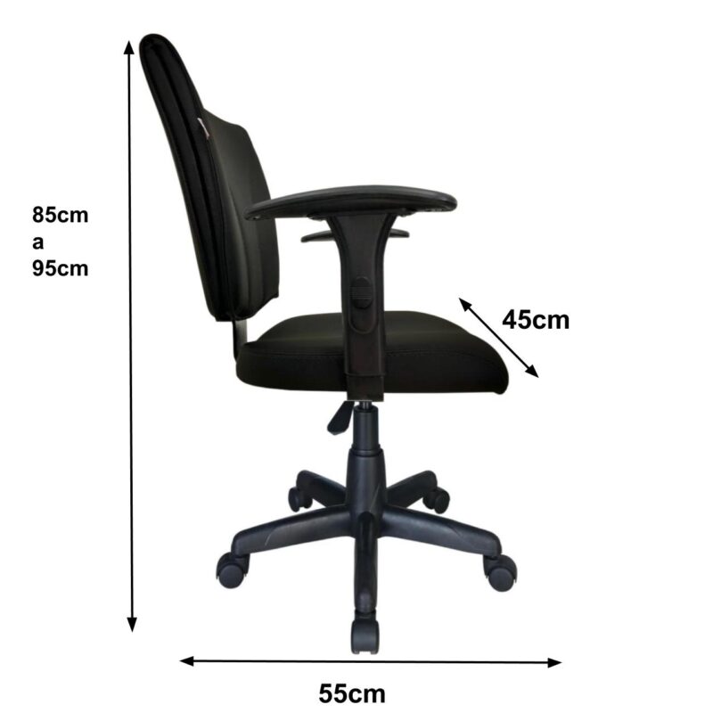 Cadeira B-ONE Giratória com Braços Reguláveis – Cor Preta 31009 Araguaia Móveis para Escritório 3