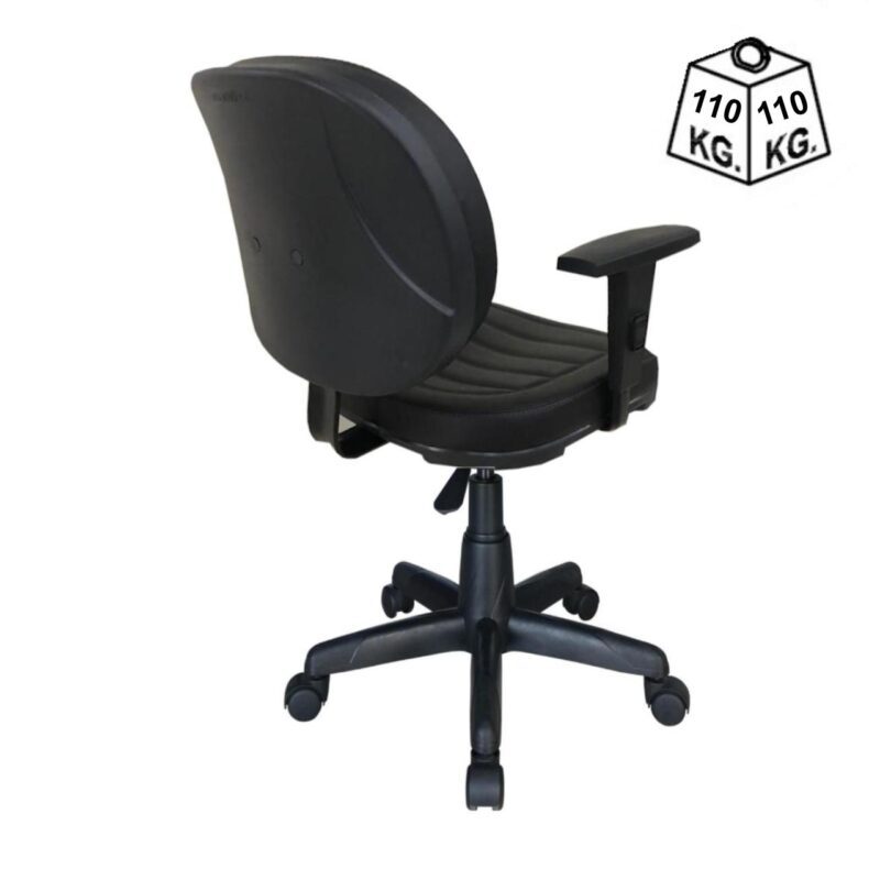 Cadeira Executiva COSTURADA Giratória com Braços Reguláveis Cor Preta – 31005 Araguaia Móveis para Escritório 3