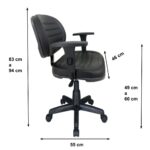 Cadeira Executiva COSTURADA Giratória com Braços Reguláveis Cor Preta – 31005 Araguaia Móveis para Escritório 10