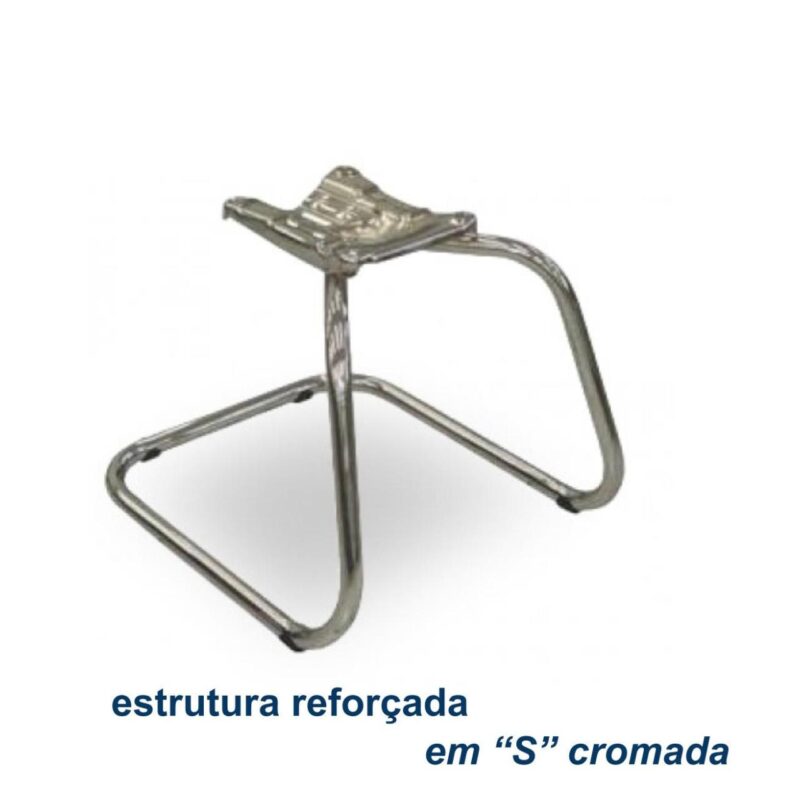 Cadeira Executiva COSTURADA Base em “S” Cromada – Corino Preto 31016 Araguaia Móveis para Escritório 6