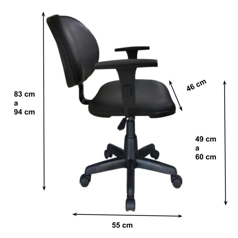 Cadeira Executiva LISA Giratória com Braços Reguláveis Cor Preta – 31003 Araguaia Móveis para Escritório 3