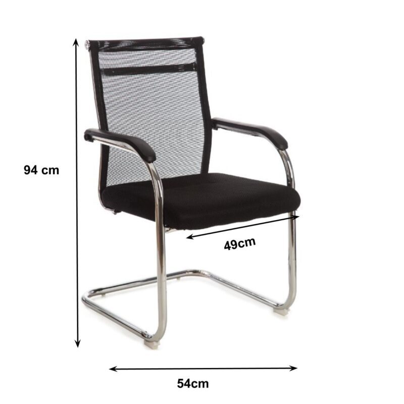 Cadeira Interlocutor Tela DUBAI (Fixa) base Cromada – PMD – Cor Preto – 31018 Araguaia Móveis para Escritório 3