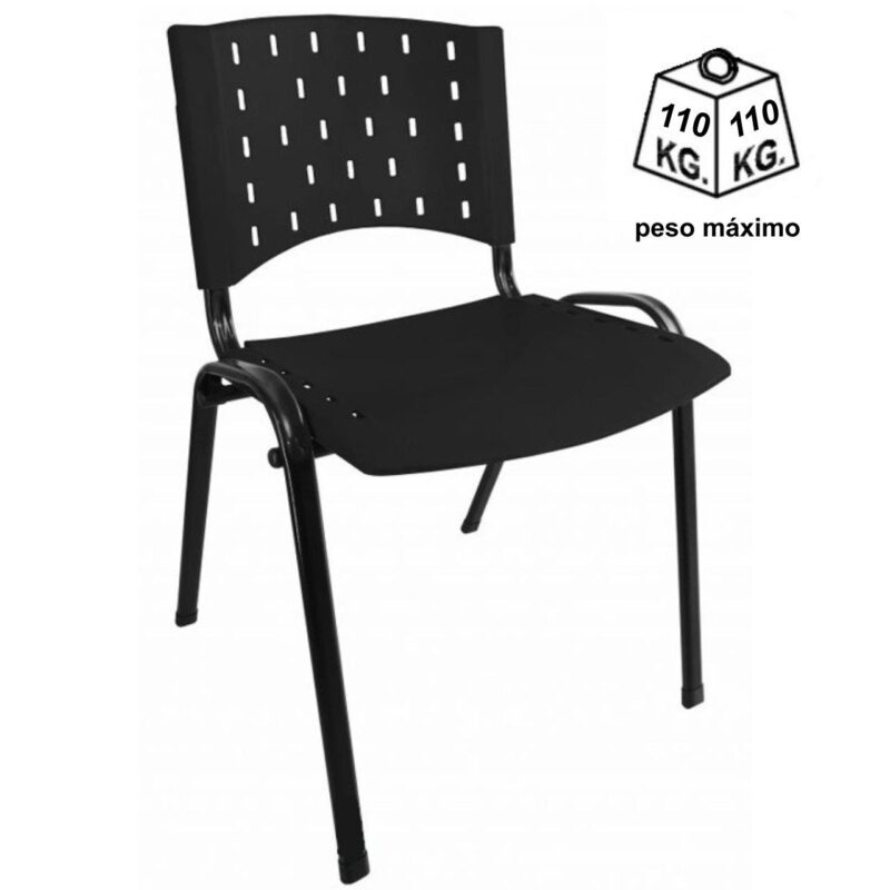 Kit 10 Cadeiras Plásticas 04 pés – COR PRETO – 24001 Araguaia Móveis para Escritório 5
