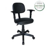 Cadeira Secretária Giratória Com Braços Reguláveis Estofada Preta – 31106 Araguaia Móveis para Escritório 9