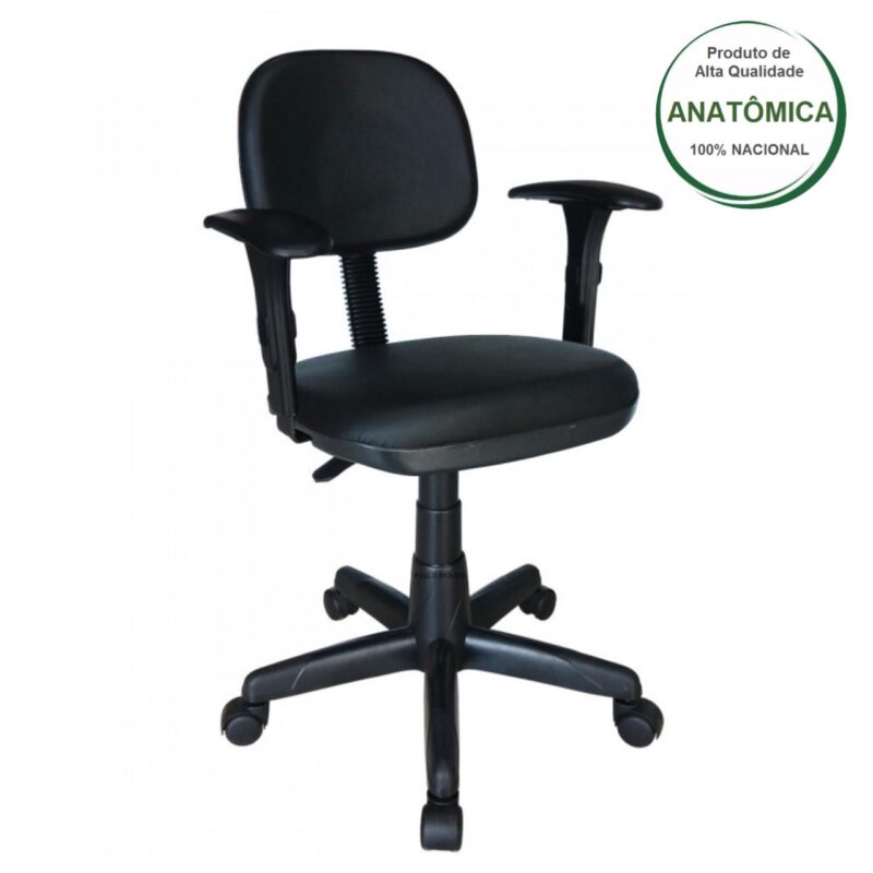 Cadeira Secretária Giratória Com Braços Reguláveis Estofada Preta – 31106 Araguaia Móveis para Escritório 3