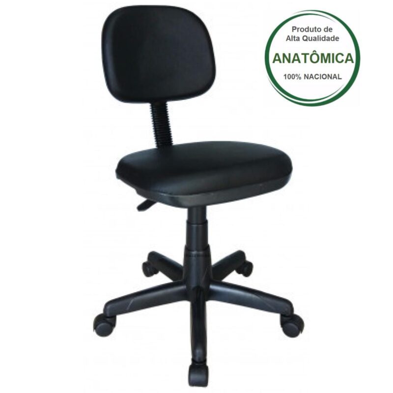 Cadeira Secretária Giratória sem Braços – Corino Preto – PMD – 42003 Araguaia Móveis para Escritório 3