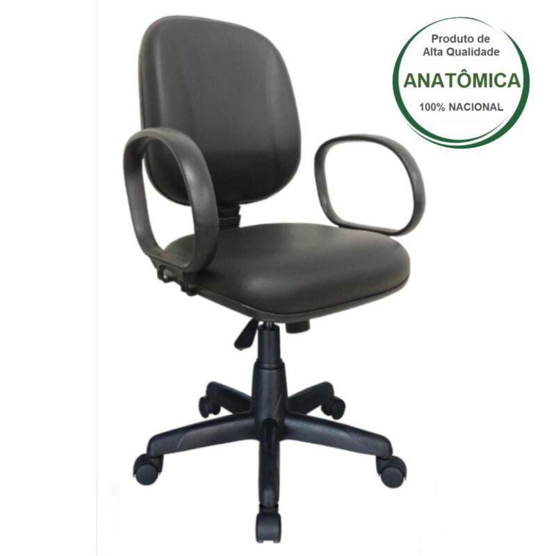 Cadeira Diretor LISA Giratória – Braço Corsa – Corino Preto 30201 Araguaia Móveis para Escritório 3