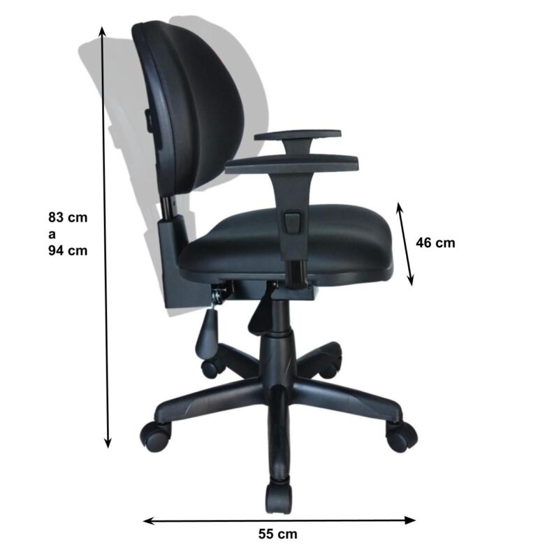 Cadeira Executiva Back System Lisa c/ Braços reguláveis – Cor Preta 31006 Araguaia Móveis para Escritório 3