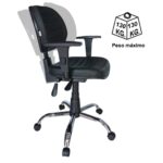 Cadeira Executiva Back System COSTURADA – ARANHA CROMADA – Braços Reguláveis – Cor Preta 31011 Araguaia Móveis para Escritório 9