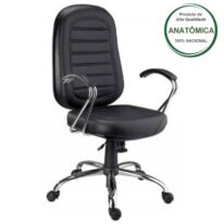 Cadeira Presidente BAIXA Base e Braços Cromados (Torcido) – COR PRETA 30104 Araguaia Móveis para Escritório