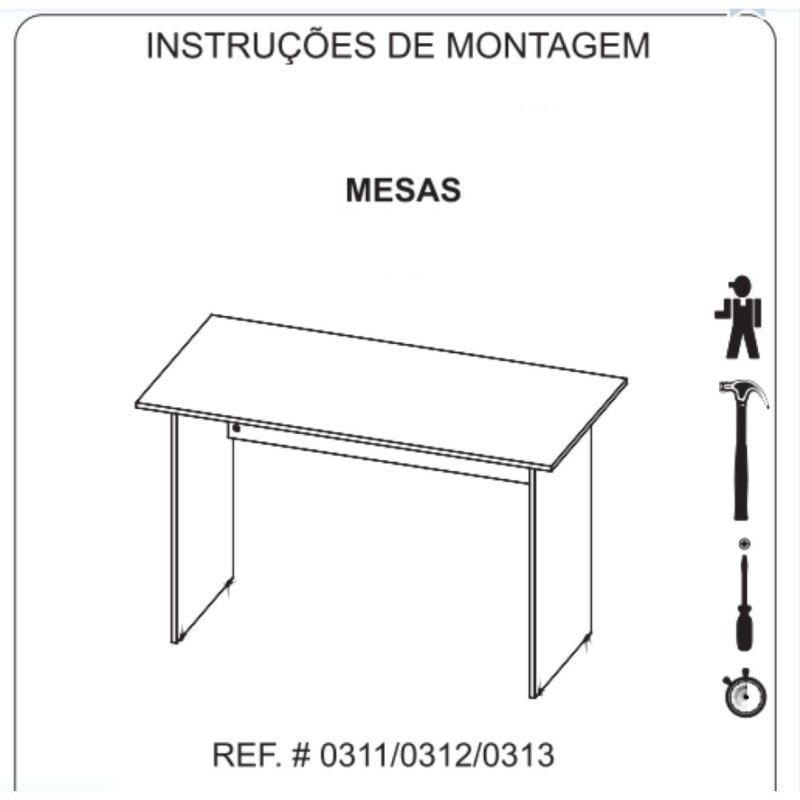 Mesa de Escritório 1,50×0,60m Sem Gavetas NOGAL SEVILHA/PRETO – 21472 Araguaia Móveis para Escritório 4