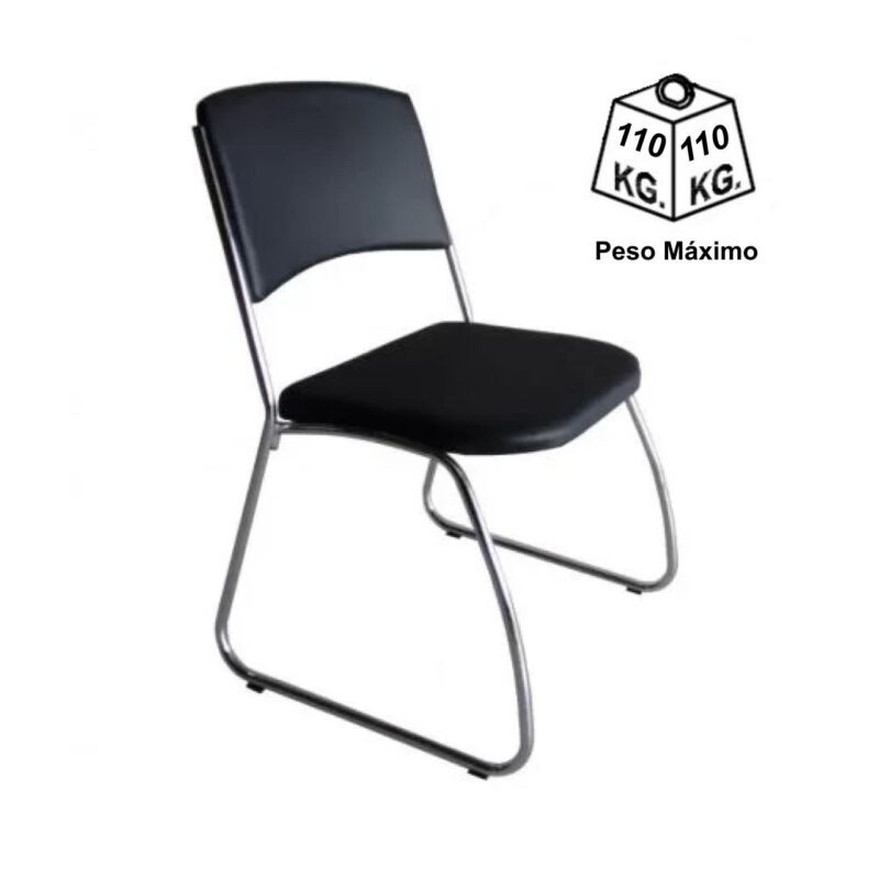 Cadeira Interlocutor Level Cromada – Cor Preto – (EMPILHÁVEL) 32995 Araguaia Móveis para Escritório 5