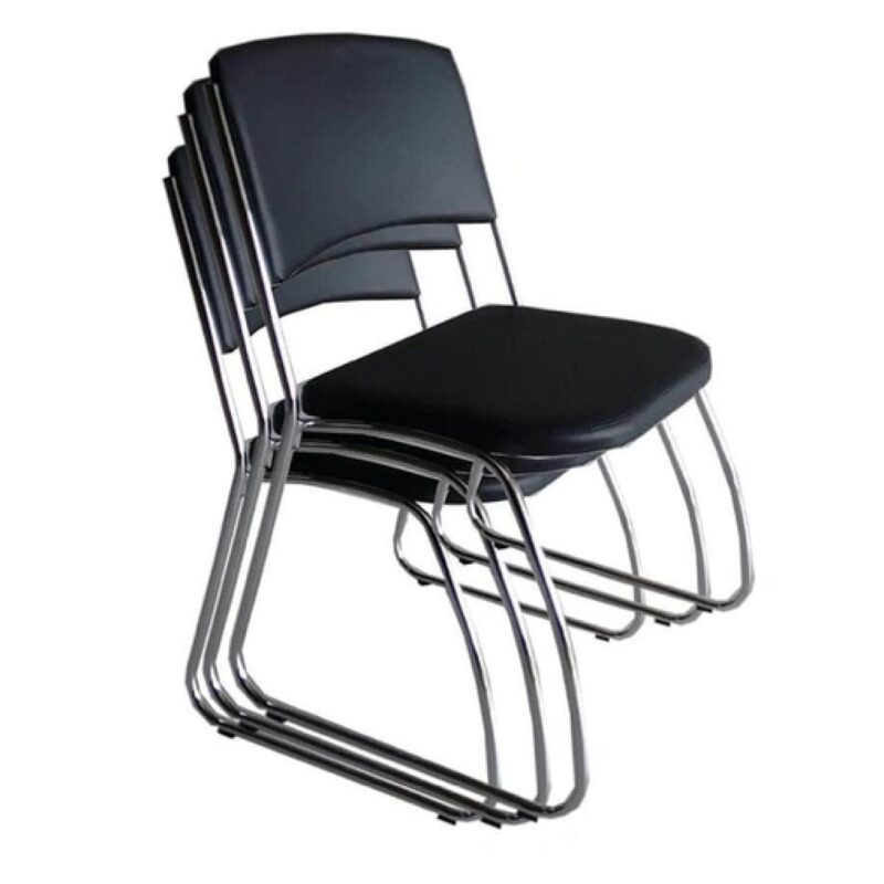 Cadeira Interlocutor Level Cromada – Cor Preto – (EMPILHÁVEL) 32995 Araguaia Móveis para Escritório 6
