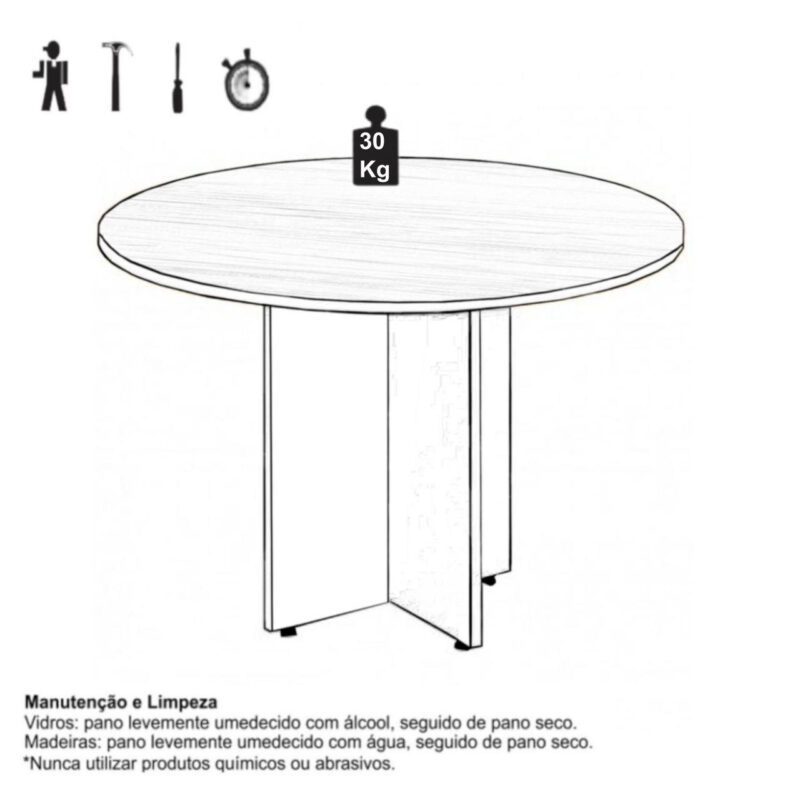 Mesa de Reunião Redonda -1,10×1,10×0,73m – MARSALA / PRETO – 51011 Araguaia Móveis para Escritório 3