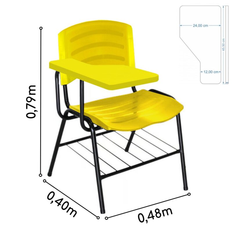 Cadeira Universitária Plástica com Prancheta PLÁSTICA – COR AMARELO 34025 Araguaia Móveis para Escritório 5