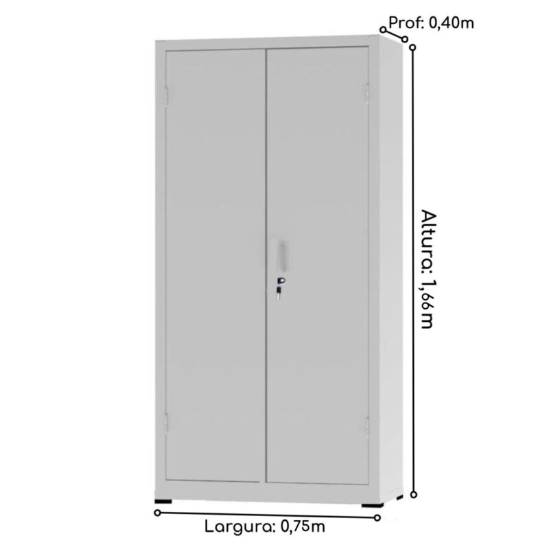 Armário de Aço c/ 02 portas – PA 75 – 1,66×0,75×0,32m – CHAPA # 26 – NOBRE – 12121 Araguaia Móveis para Escritório 3