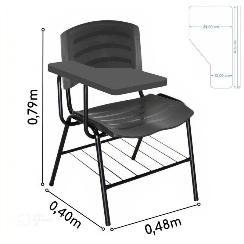 Cadeira Universitária Plástica Prancheta PLÁSTICA – COR PRETO 34020 Araguaia Móveis para Escritório 5