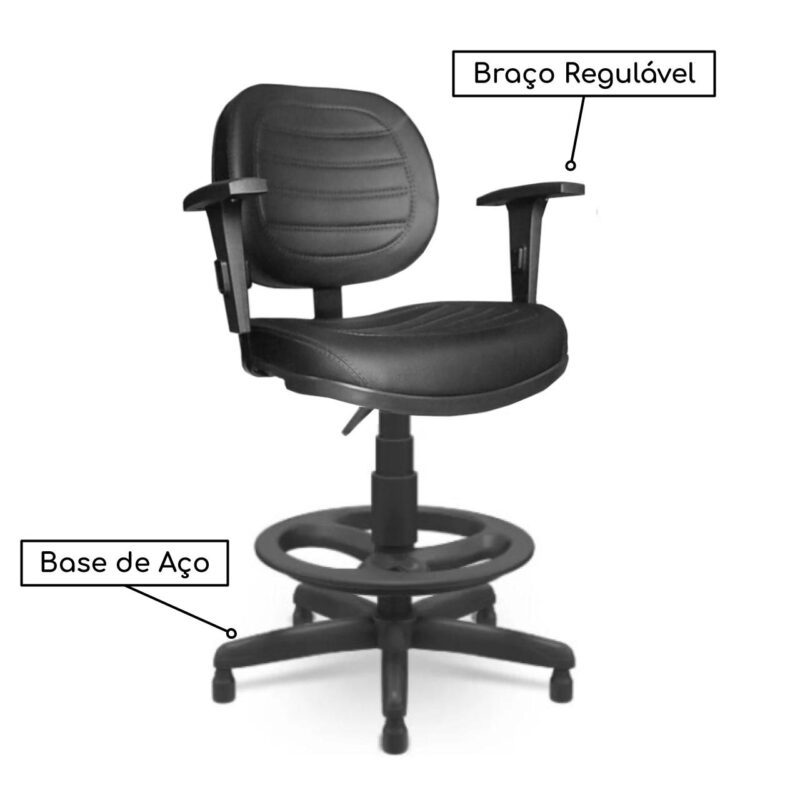 Cadeira Caixa EXECUTIVA COSTURADA – (Aranha PMD) – Cor Preta – 35002 Araguaia Móveis para Escritório 4