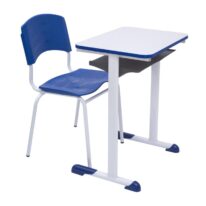 Kit Escolar Individual AZUL – (Mesa e Cadeira) – ADULTO – MADEIRA – COR AZUL – 40095 Araguaia Móveis para Escritório