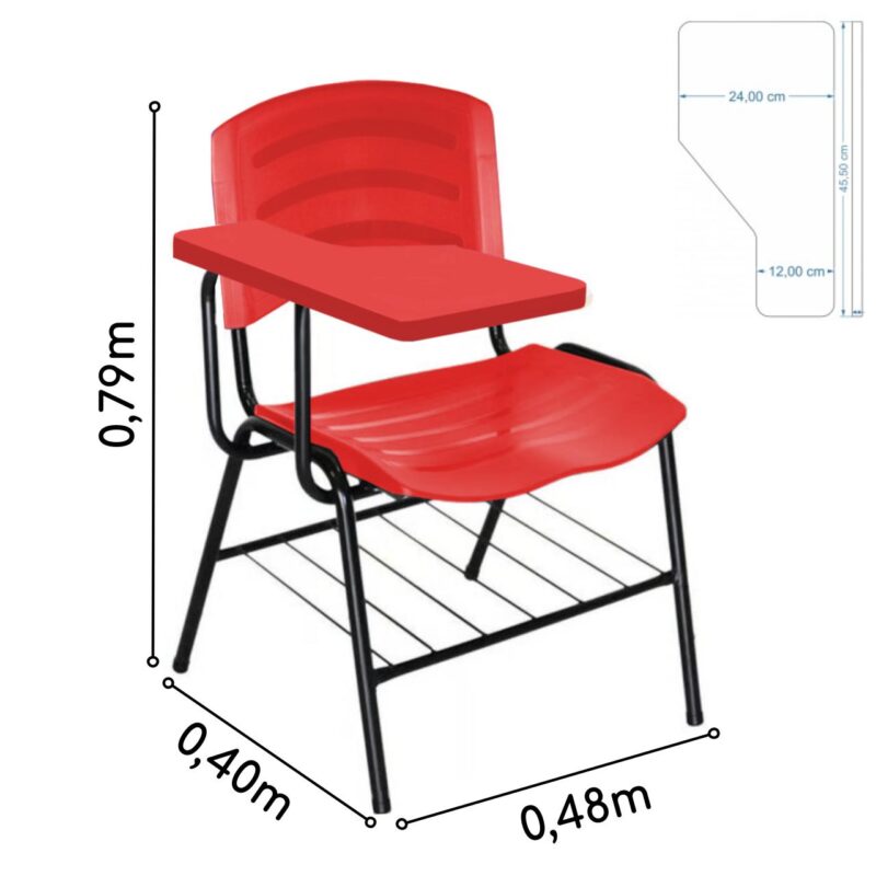 Cadeira Universitária Plástica com Prancheta PLÁSTICA – COR VERMELHO 34022 Araguaia Móveis para Escritório 5
