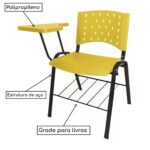 Cadeira Universitária PRANCHETA PLÁSTICA com Porta Livros – Cor Amarelo 32021 Araguaia Móveis para Escritório 7