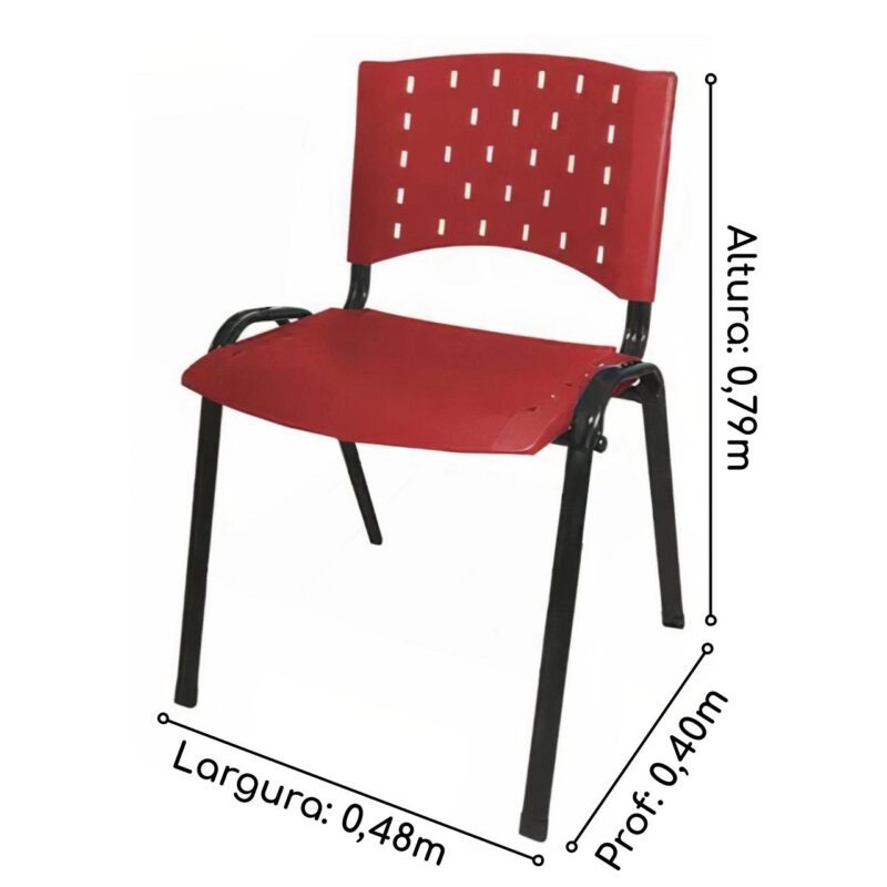 Cadeira Plástica 04 Pés – VERMELHO (Polipropileno) – 31202 Araguaia Móveis para Escritório 3