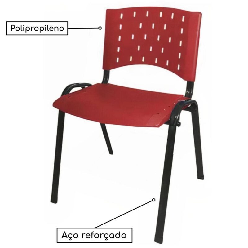 Cadeira Plástica 04 Pés – VERMELHO (Polipropileno) – 31202 Araguaia Móveis para Escritório 5
