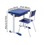 Kit Escolar Individual AZUL – (Mesa e Cadeira) – JUVENIL 06 a 09 Anos 40999 Araguaia Móveis para Escritório 10