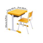 Kit Escolar Individual – (Mesa e Cadeira) – JUVENIL 06 a 09 Anos COR AMARELO – 41083 Araguaia Móveis para Escritório 10