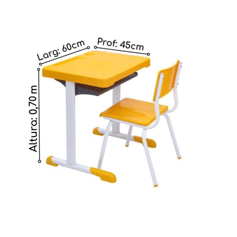 Kit Escolar Individual – (Mesa e Cadeira) – JUVENIL 06 a 09 Anos COR AMARELO – 41083 Araguaia Móveis para Escritório 5