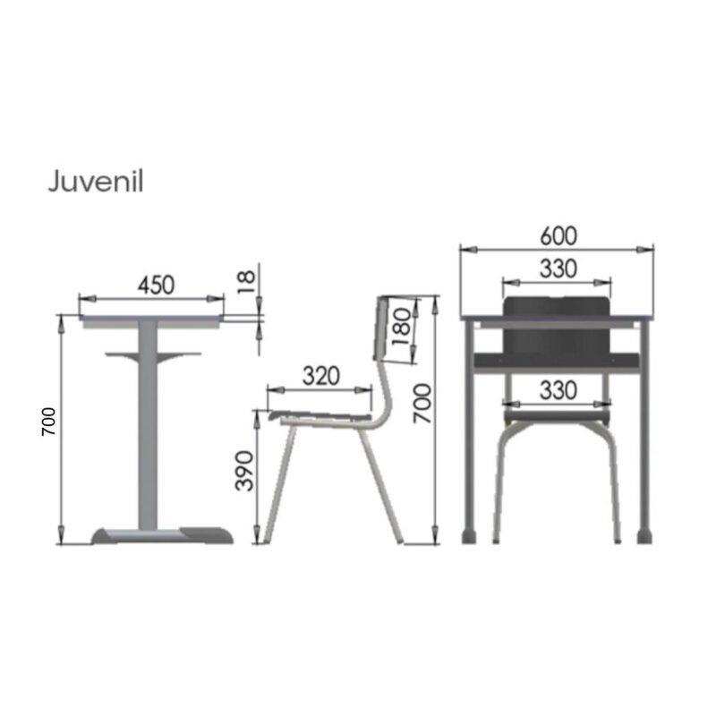 Kit Escolar Individual VERMELHO – (Mesa e Cadeira) – JUVENIL – MADEIRA – COR VERMELHO – 40092 Araguaia Móveis para Escritório 5