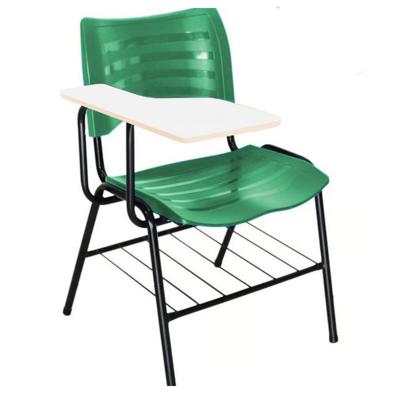 Cadeira Universitária Plástica Prancheta MDF – COR VERDE – MRPLAST – 34012 Araguaia Móveis para Escritório