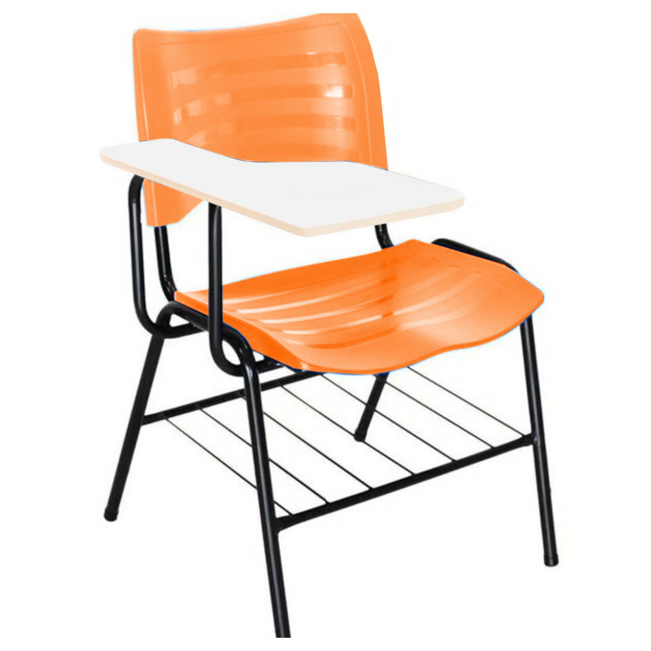 Cadeira Universitária Plástica Prancheta MDF – COR LARANJA – MRPLAST – 34009 Araguaia Móveis para Escritório
