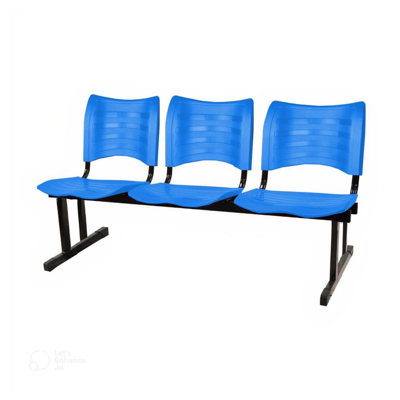 Cadeira Longarina PLÁSTICA 03 Lugares – Cor Azul – MRPLAST – 34201 Araguaia Móveis para Escritório