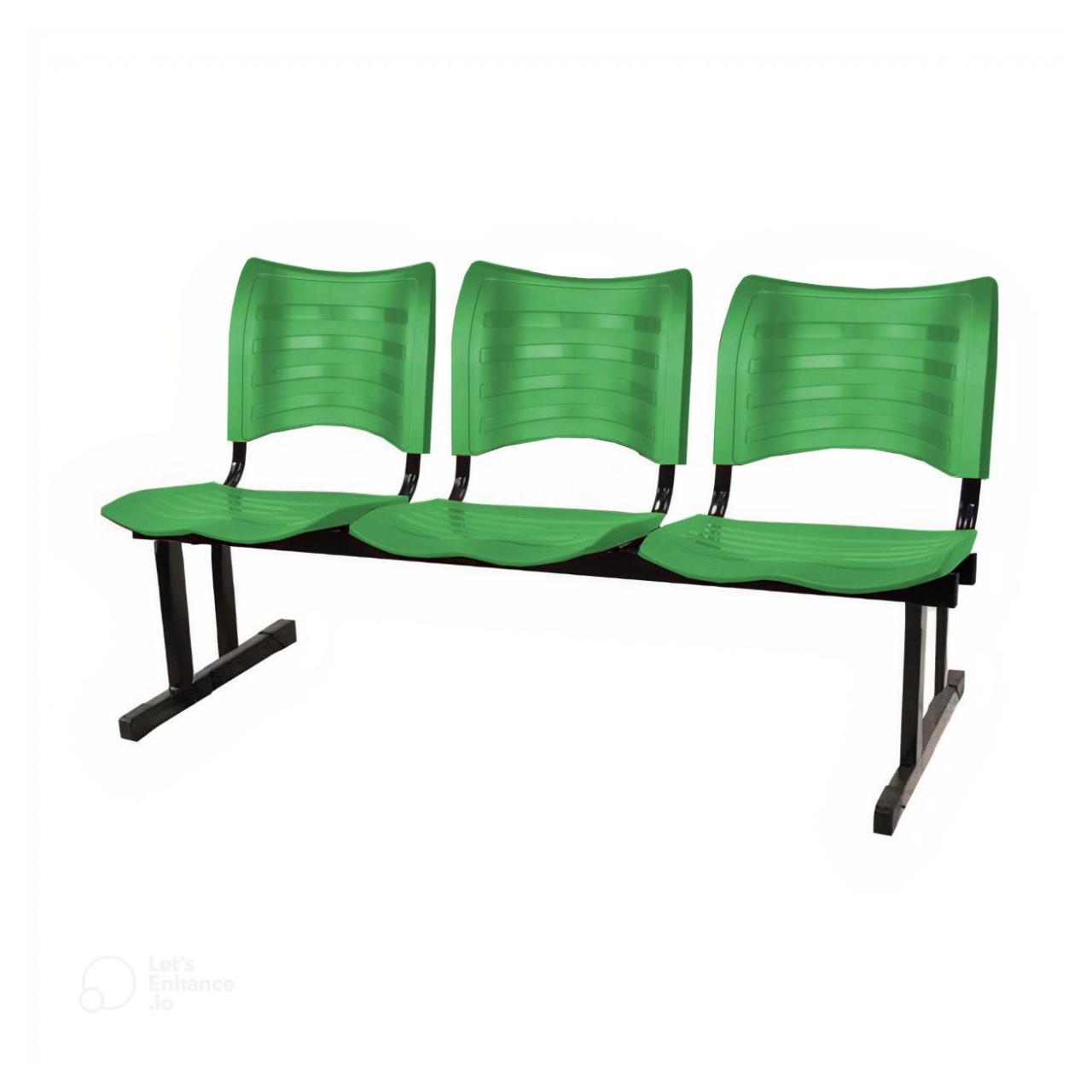 Cadeira Longarina PLÁSTICA 03 Lugares – Cor Verde – MRPLAST – 34202 Araguaia Móveis para Escritório