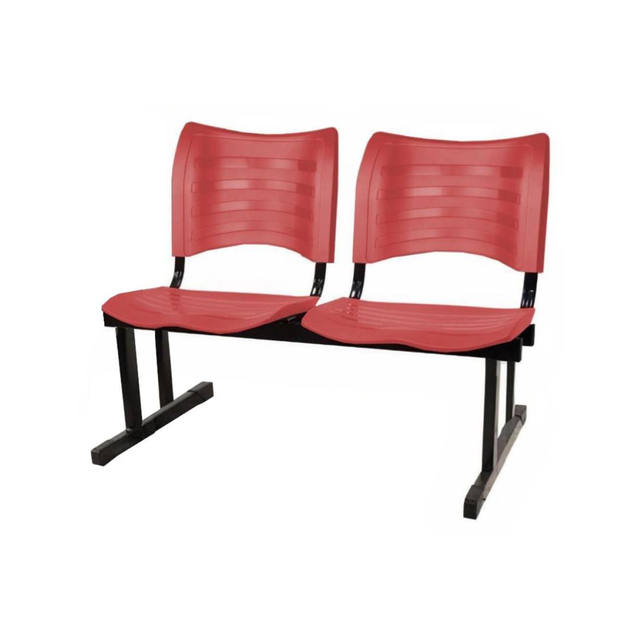 Cadeira Longarina PLÁSTICA 02 Lugares – Cor Vermelho – MRPLAST – 34210 Araguaia Móveis para Escritório