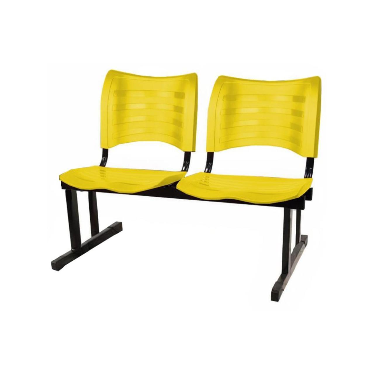 Cadeira Longarina PLÁSTICA 02 Lugares – Cor Amarelo – MRPLAST – 34209 Araguaia Móveis para Escritório