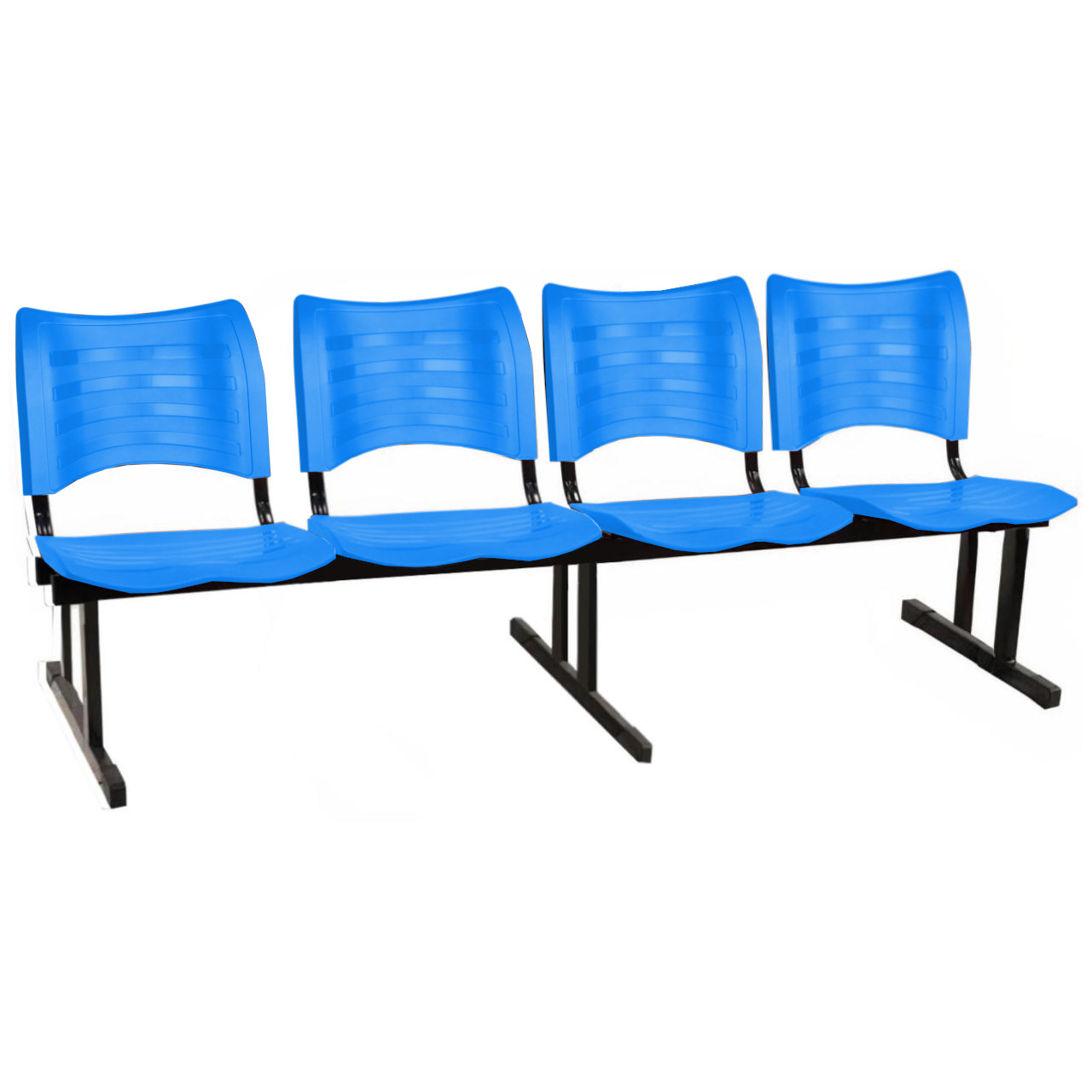 Cadeira Longarina PLÁSTICA 04 Lugares – Cor Azul – MRPLAST – 34198 Araguaia Móveis para Escritório