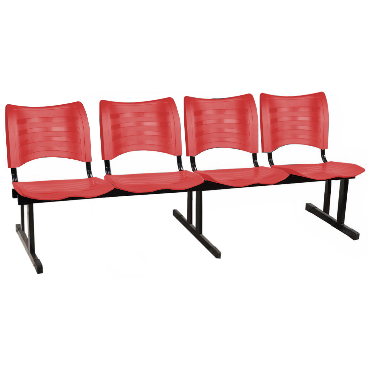 Cadeira Longarina PLÁSTICA 04 Lugares – Cor Vermelho – MRPLAST – 34196 Araguaia Móveis para Escritório