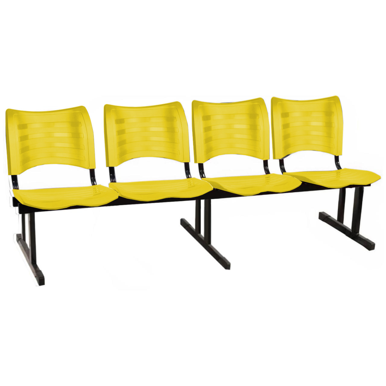 Cadeira Longarina PLÁSTICA 04 Lugares – Cor Amarelo – MRPLAST – 34195 Araguaia Móveis para Escritório