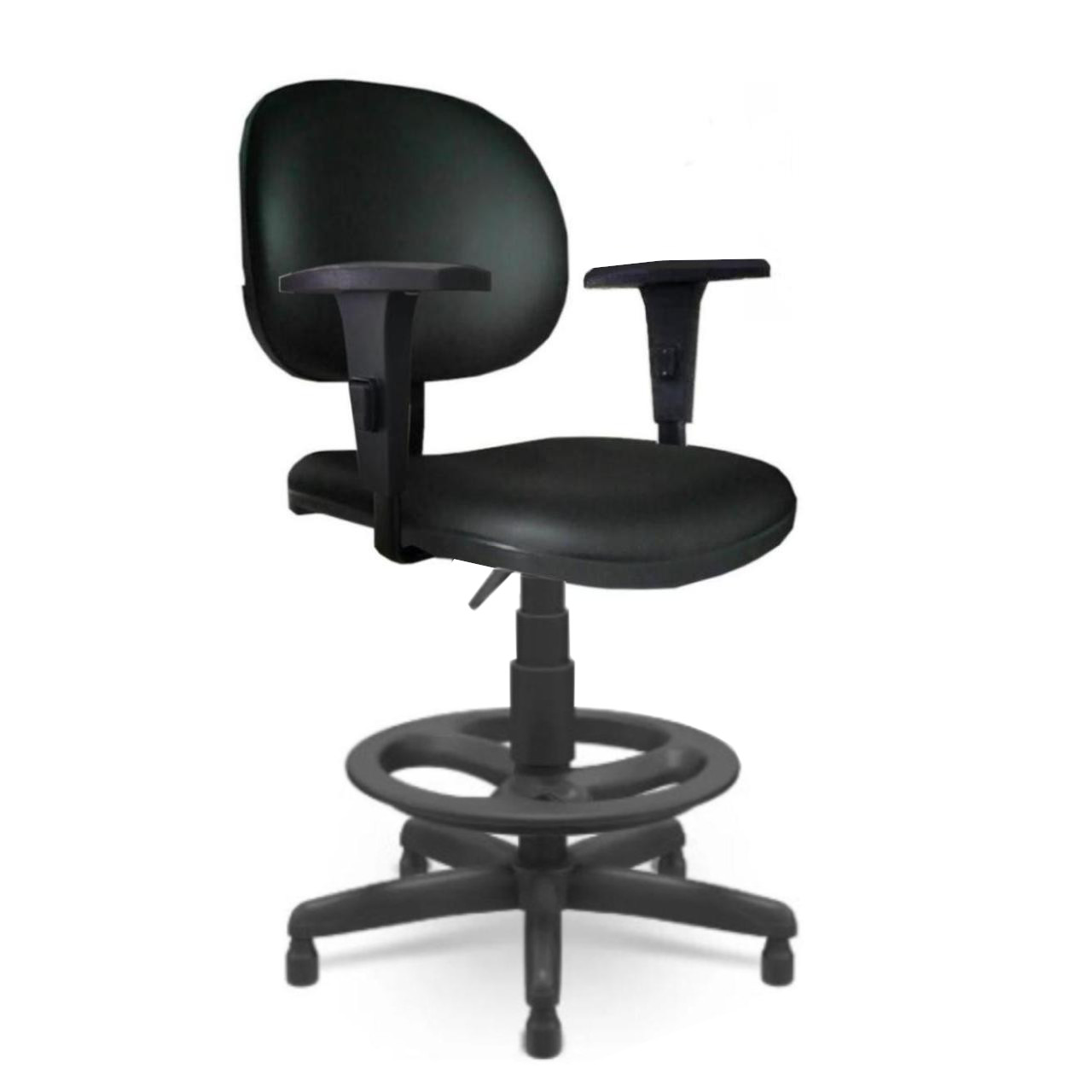 Cadeira Caixa EXECUTIVA LISA com Braço Regulável – (Aranha PMD) – Cor Preta – 35029 Araguaia Móveis para Escritório
