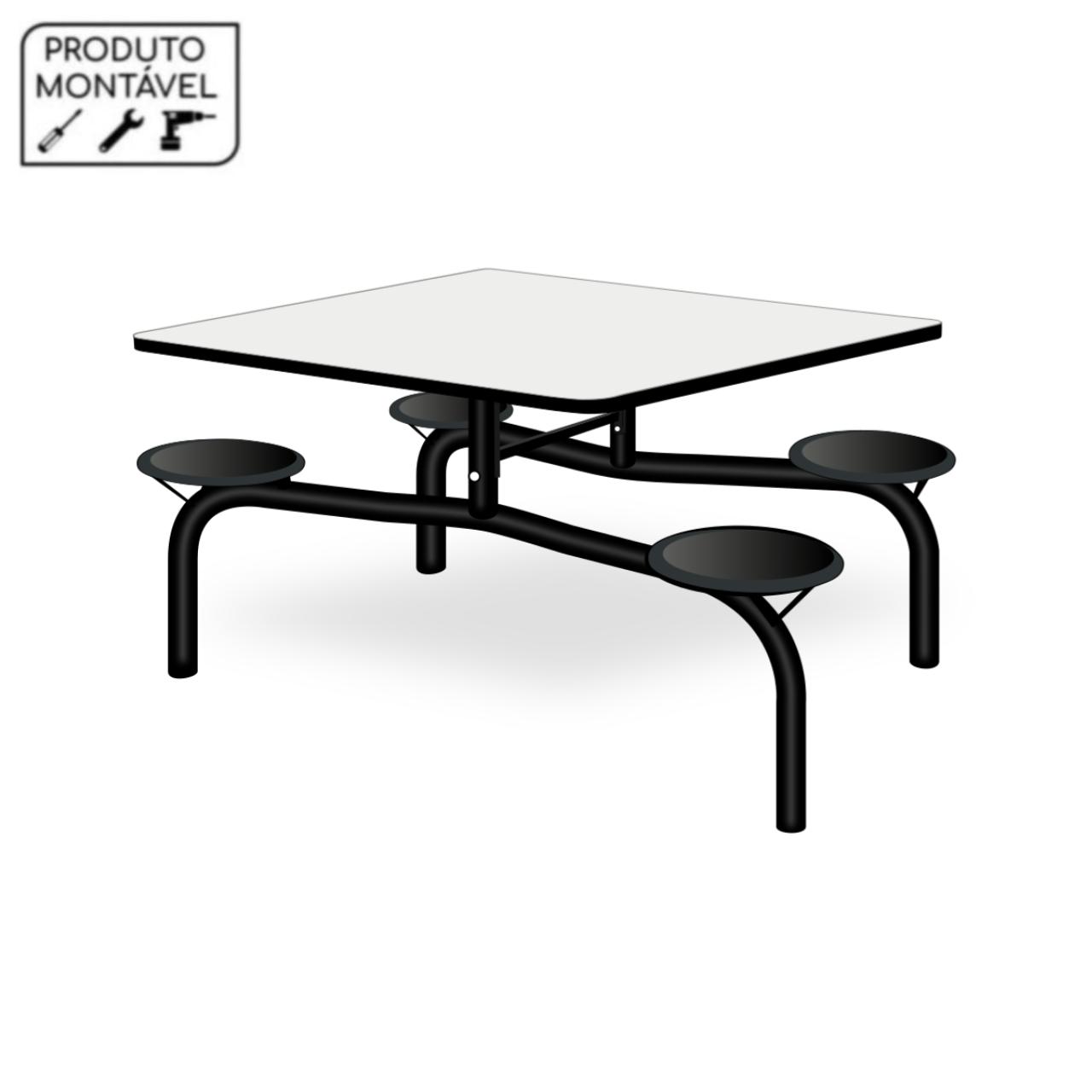 Mesa para Refeitório Fixo 04 Lugares MDP BRANCO DE 25 MM 50052 Araguaia Móveis para Escritório