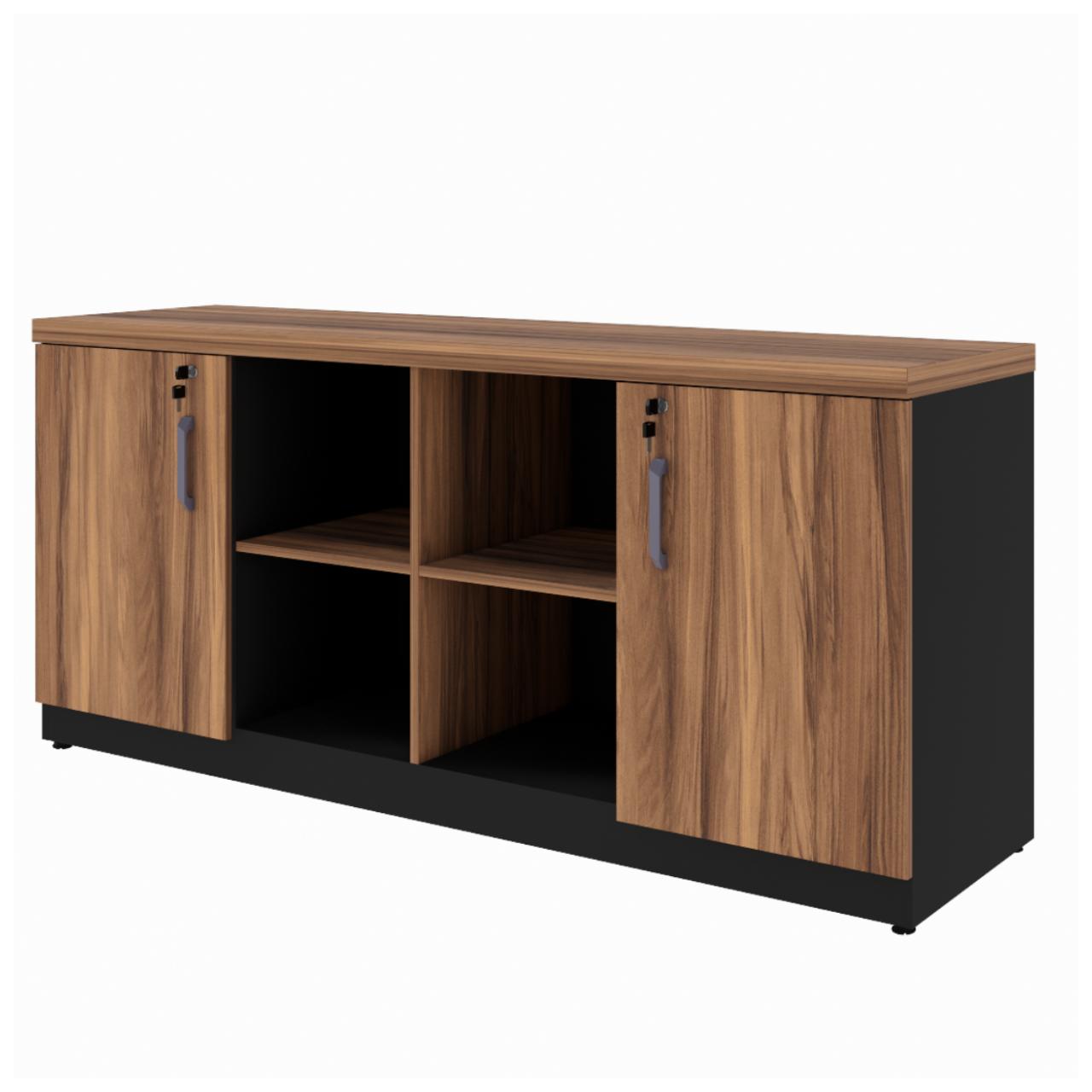 Armário Baixo GOLD Credenza ESPECIAL – 1,60×0,72×0,45m NOGALSEVILHA / PRETO – 23502 Araguaia Móveis para Escritório