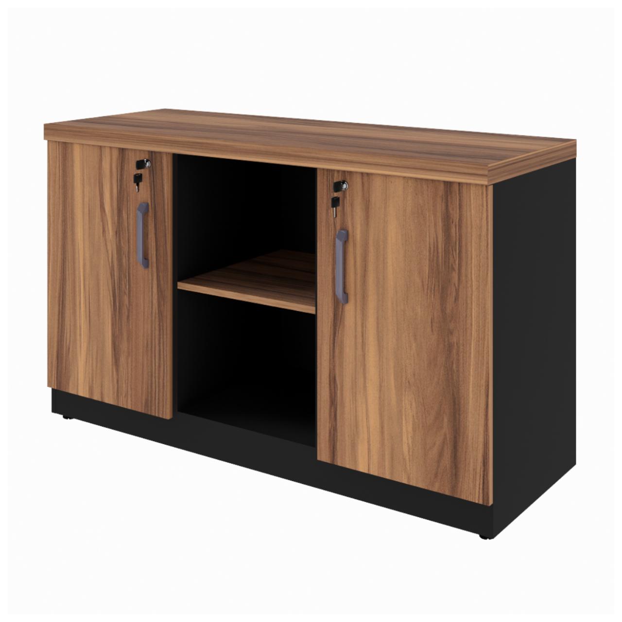 Armário Baixo Credenza – 1,20×0,74X0,45m NOGAL SEVILHA/PRETO – 21412 Araguaia Móveis para Escritório