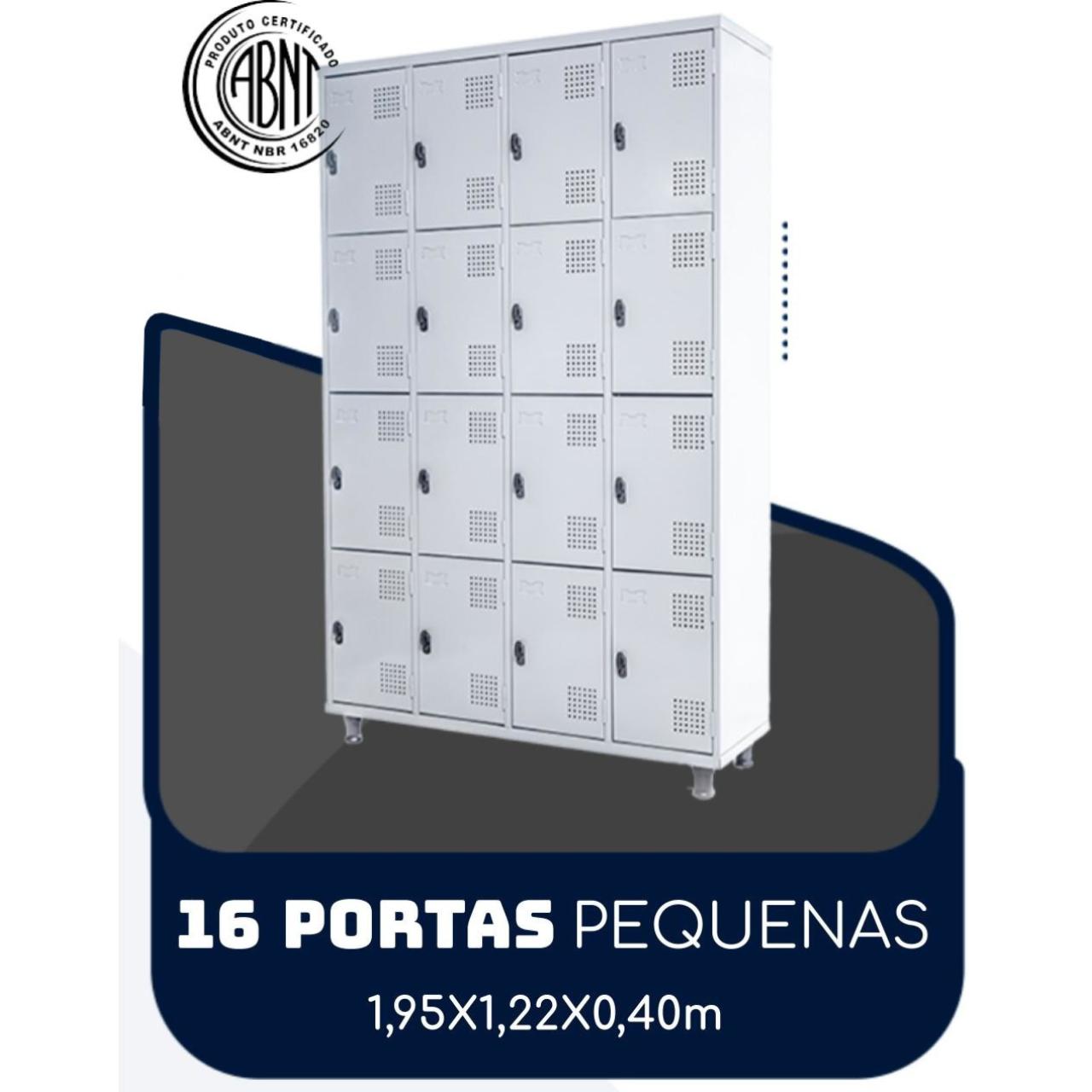 Armário Roupeiro de Aço c/ 16 Portas PEQUENAS – 1,95×1,25×0,40m – SA – CZ/CZ – 14000 Araguaia Móveis para Escritório