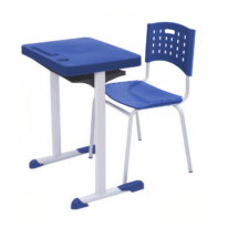 Kit Escolar Individual AZUL – (Mesa e Cadeira) – ADULTO – TAMPO PLÁSTICO – COR AZUL – REALPLAST – 54004 Araguaia Móveis para Escritório