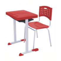 Kit Escolar Individual AZUL – (Mesa e Cadeira) – ADULTO – TAMPO PLÁSTICO – COR VERMELHO – REALPLAST – 54005 Araguaia Móveis para Escritório