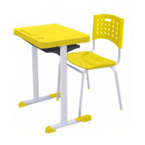 Kit Escolar Individual AZUL – (Mesa e Cadeira) – ADULTO – TAMPO PLÁSTICO – COR AMARELO – REALPLAST – 54007 Araguaia Móveis para Escritório