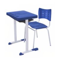 Kit Escolar Individual AZUL – (Mesa e Cadeira) – ADULTO – TAMPO PLÁSTICO – COR AZUL – MRPLAST- 54000 Araguaia Móveis para Escritório