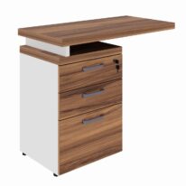 Mesa AUXILIAR c/ 03 Gavetas Pedestal – NOGAL SEVILHA/BRANCO – 34309 Araguaia Móveis para Escritório